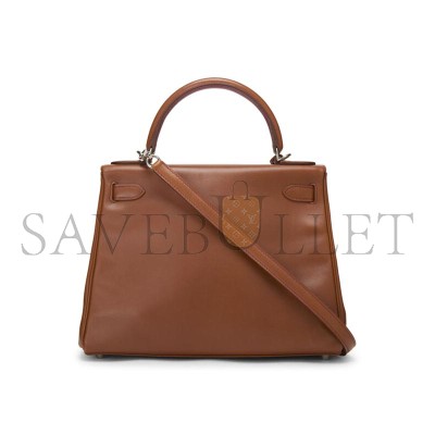 HERMÈS KELLY 28 FAUVE BARENIA PALLADIUM HARDWARE (28*22*10cm)